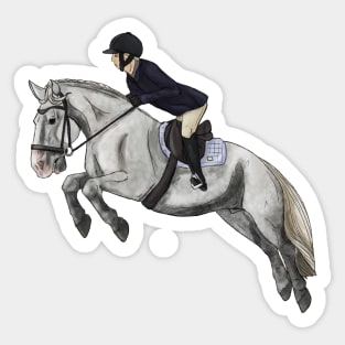 Dappled Grey Cob Showjumping - Commission Sticker